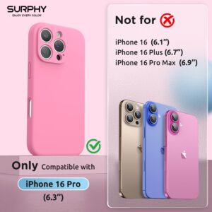 SURPHY Cover Magnetica per iPhone 16 Pro 6,3 Pollici Compatibile con MagSafe,Sottile Antiurto Custodia iPhone 16 Pro Silicone con 2 mm Protezione Fotocamera,Rosa