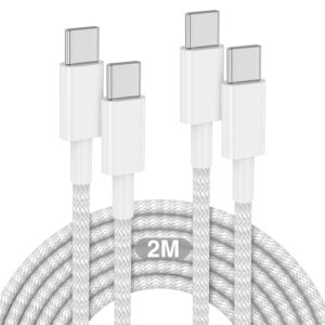 Cavo iPhone 16 15 USB C a USB C, 2Pack 2M Cavo USB Type-C Ricarica Intrecciato Nylon, Cavi Ricarica Rapida USB C Cavetto 60W per Apple iPhone 16 Plus/16 Pro/16 Pro Max/15/15 Pro/15 Pro Max, iPad Pro