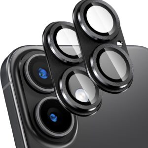 Giftorld [Confezione da 2 protezioni per obiettivo fotocamera per iPhone 16/16 Plus, vetro temperato 9H, copertura piastra in alluminio aeronautico, cerchio notturno, chiarezza HD, custodia