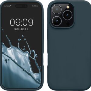kwmobile Cover per iPhone 16 Pro Custodia – Back Case per Smartphone in Silicone TPU – Protezione Gommata – ardesia scuro