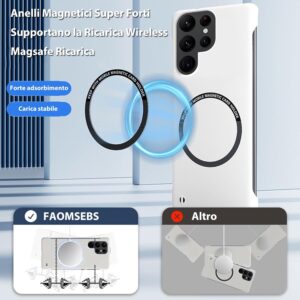FAOMSEBS Magnetica Senza Bordo per Cover Samsung S23 Ultra, Compatibile con MagSafe (Sensazione di Metallo Nudo) Custodia Sottile Antishock per Samsung Galaxy S23 Ultra MagSafe 6,8 pollici 2023, Nero