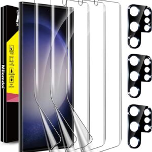 Milomdoi [3+3Pezzi] Pellicola Samsung Galaxy S23 Ultra 5G 3 Pezzi Pellicola Protettivo Accessori 3 Pezzi Protezione Pellicola Fotocamera Vetro Temperato per Samsung S23 Ultra cover custodia