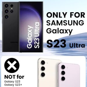 Cover Magnetica per Samsung Galaxy S23 Ultra con Cavalletto, Compatibile con Magsafe, Supporto per la Fotocamera Integrato Custodia, Militare Antiurto Sottile Protettiva Traslucida Glassata Case, Nero