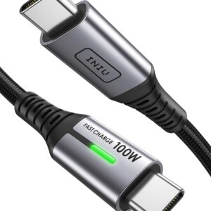INIU Cavo USB C USB C 100W, 2m Cavo USB Type-C PD 5A Ricarica Rapida QC 4.0 Nylon Cavo Tipo C Caricabatterie Cellulare per iPhone 16 15 Samsung S22 Ultra iPad Pro MacBook Pixel 7 Pro ECC.