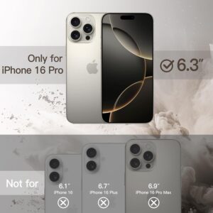 JETech Cover per iPhone 16 Pro 6,3 Pollici, Antiurto Cellulare Paraurti Custodia, Solida Colore Opaco TPU Telaio, Anti-Graffio Retro Trasparente (Titanio Naturale)