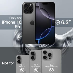 JETech Cover Morbido Trasparente per iPhone 16 Pro 6,3 Pollici, Obiettivo Fotocamera Protezione Completa, Compatibile con MagSafe Ricarica Wireless, Placcatura TPU Custodia (Nero)