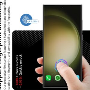 4 Pezzi Pellicola Protettiva per Samsung Galaxy S23 Ultra, 2 Pellicola Flessibile EPU, 2 Pezzi Vetro Temperato per S23 Ultra Fotocamera, Auto-guarigione, Compatibile ID Impronte Digitali, HD