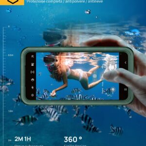 Lanhiem Cover Per Samsung Galaxy S23 5G Impermeabile, IP68 Waterproof e 360 Gradi Protezione, Custodia Subacquea Antiurto Rugged con Full Body Protezione dello Integrata Schermo per S23 6,1″,Verde