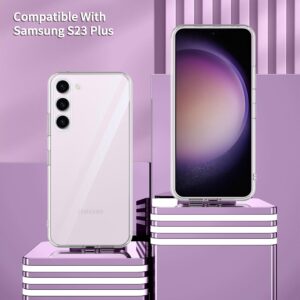 Phoona Cover per Samsung Galaxy S23 Plus 5G Custodia con 2 Pezzi Pellicola Vetro Temperato,Ultra Sottile Trasparente Silicone Protettiva Case per Samsung S23 Plus 5G Sottile Morbida Antiurto Cover