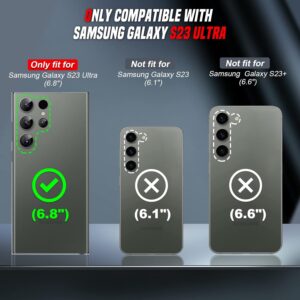 LeYi Cover per Samsung Galaxy S23 Ultra, Custodia con Protezione Fotocamera [Slidable] Antiurto Grado Militare Magnetica Anello Supporto TPU Bumper Silicone Custodie Nero