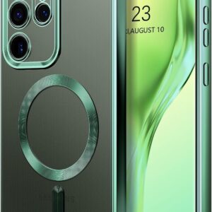 DUEDUE Cover Magnetica per Samsung Galaxy S23 Ultra 6.8″[Compatibile con MagSafe], Custodia Trasparente per Samsung S23 Ultra Case Sottile TPU Silicone Anti-Scivolo, Verde Alpino