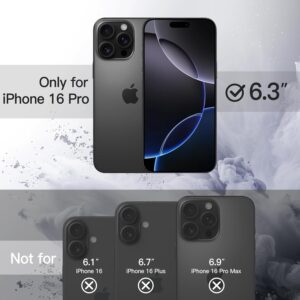 JETech Cover Magnetica per iPhone 16 Pro 6,3 Pollici Compatibile con MagSafe, Antiurto Paraurti Custodia, Solida Colore Opaco TPU Telaio, Anti-Graffio Retro Trasparente (Nero)