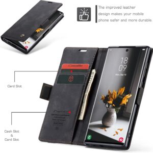 owlhold Cover Samsung S23 Ultra Custodia Magnetica Portafoglio Flip[Antiurtoo][Cavalletto][Carta Fessura] Cover Pelle per Samsung Galaxy S23 Ultra 5G -Nero