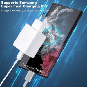 45W USB C Caricabatterie a Ricarica Super Veloce per Samsung Galaxy S25 S24 S23 S22 S21 S20 Ultra/Plus/FE, Tab S9 S8 S10+, Note10+, A71, Alimentatore USB C Spina con 2M 5A Cavo Tipo C Caricatore