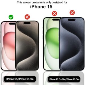 RKINC Vetro Temperato [3 Pezzi] per iPhone 15 / iPhone 15 Pro 6.1-Inch, Pellicola salvaschermo, Durezza 9H 0,33 mm [antigraffio][antifrantumazione][senza bolle][garanzia a vita]