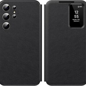 Custodia Smart View per Samsung Galaxy S23 Ultra 5G [Con Carta Fessura] Cover Galaxy S23 Ultra 5G Clear View Flip Pelle in Libro Portafoglio Flip, Carta Fessura, Wallet per S23 Ultra Custodie S View