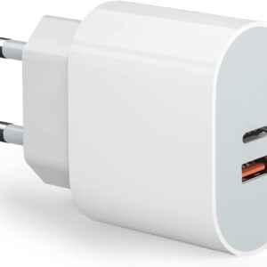 Caricatore USB-C/A, 25W Rapido Caricabatterie per iPhone 15/15 Plus/15 Pro Max/14/14 Plus/13/12/11,iPad,USB-C/A Presa Alimentatore Spina Ricarica Adattatore Muro Carica Spinotto(Cavo Non Incluso)