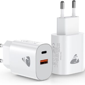 2 Pack Caricatore USB C, 20W Ricarica Rapido Presa Spina USBC Alimentatore Type C Multiplo Carica Batterie Caricabatterie Caricatore per iPhone 16 15 14 13 12 11 Pro Max Samsung S24 S23 iPad Cellulare