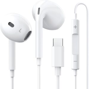 Debbeny Cuffie USB C, Cuffie In-Ear con Micro (Hi-Res) e Volume Control per iPhone 16 15 Pro Max Plus, iPad Pro, Samsung S23 S22 S21 S20 A54, Google Pixel 8 7 6A, OnePlus 10 9