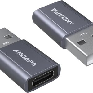 ANDAPA adattatore USB C a USB (2 pezzi), per iPhone 12 13 14 15 Mini Pro Max, Airpods, iPad Pro, Samsung Galaxy Note 10 20 21 S21 Plus, Google Pixel 5 4 4a 3A XL.