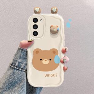 PAIX Carino eccentrico 3D Cartoon Bear Custodia compatibile con Samsung Galaxy S23 5G Silicone Antiurto ed Elegante Cover