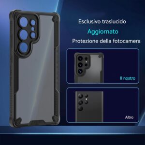 FAOMSEBS Cover per Samsung S23 Ultra Opaca Traslucida [Protezione Antiurto Militare] [Sottile, Bordi Antiscivolo] [Ricarica Wireless] Testata Cadute da 3m Cover per Samsung Galaxy S23 Ultra Custodia