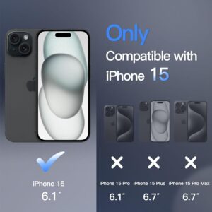 JETech Cover Magnetica per iPhone 15 6,1 Pollici Compatibile con MagSafe, Custodia Traslucida Opaca Posteriore Sottile Antiurto (Nero)