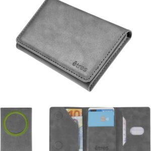 TECHMADE Portafoglio Etres Magnetico wallet Slim Compatibile con MagSafe per iPhone 16/15/14/13/12 Serie, Porta Carte in PU Blocco Rfid protezione, fino a 6 carte + contanti (GRIGIO SENZA TASCA)
