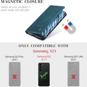 KZB Cover per Samsung Galaxy S23 5G Pelle Premium Portafoglio Protezione Wallet Libro Flip Case Magnetica Supporto Custodia per Samsung Galaxy S23 6,1” – Blu-verde