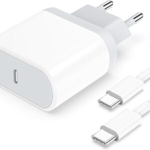Caricatore rapido USB C 25W – Compatibile con iPhone 16/16 Pro/16 Pro Max/16 Plus/15/15 Plus/Pad Pro/Airpods Pro Presa di alimentazione a parete e 2M Cavo Tipo C Adattatore