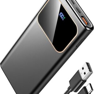 Power Bank 10000mAh, 22.5W Ricarica Rapida Powerbank per iPhone 16/15/14/13/12/11 Samsung Xiaomi etc, Leggero Caricatore Portatile con 3A USB-C Ingressi e Uscite Compatibile con Android iOS 2025