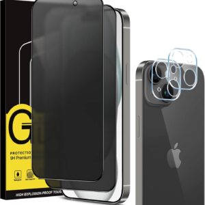 Coiwxmoi Privacy Pellicola Opaca per iPhone 15 con Protezione Fotocamera [2+2 Pezzi], Opaco Vetro Temperato Anti-Spy Durezza 9H HD Anti-riflesso Anti-impronta Anti-Spia Vetrino Film Protettiva