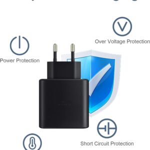USB C Caricabatterie per samsung caricatore 45w Samsung Galaxy S25 Ultra, S24 S23 S23 S22 S21 S20 Ultra/Note/A7X/A5X/iphone15 con 2M Cavo,Presa Carica Alimentatore Samsung 45w Tipo C