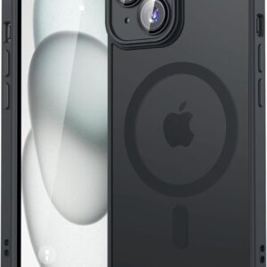 YLK Cover Magnetic per iPhone 15, Custodia Protettiva Completa con Magsafe,Traslucida Opaca Posteriore Sottile Antiurto Protettiva Case per iPhone 15 (Nero)
