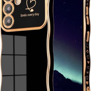 Keteen Custodia per Samsung Galaxy S23 Cover Case Carina motivo cuore Custodia Ondulato Silicone TPU Ultra Sottile Antiurto & Antigraffio Cover per Samsung Galaxy S23, Nero