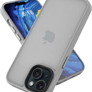 Ykasia Cover per iPhone 15 Plus 6,7 Pollici, Custodia Traslucida Opaca Posteriore Sottile Antiurto Protettiva Case, Anti-Impronte, Retro resistente ai graffi (Grigio)