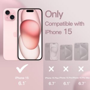 JETech Cover Silicone per iPhone 15 6,1 Pollici, Protettiva per Tutto il Corpo Morbida al Tatto, Custodia Antiurto (Rosa)
