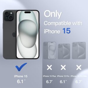 JETech Cover Opaca per iPhone 15 6,1 Pollici, Protezione Anticaduta Antiurto di Grado Militare, Custodia Posteriore Glassata Traslucida, Anti-Impronte (Nero)