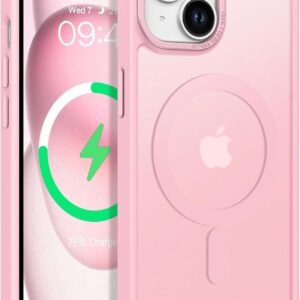 GaoBao Cover Magnetica per iPhone 15, [Compatibile con MagSafe] Custodia Traslucida Opaca Protettiva Sottile Antiurto Retro Resistente Anti-Scivolo Case per iPhone 15 6,1″, Rosa