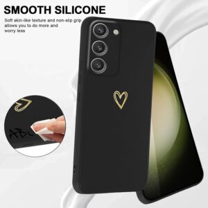 Oelrstfe Cover per Samsung Galaxy S23 5G con Cordino,Custodia Silicone Morbido Sottile con Motivo Cuore e Collana Laccio Tracolla,Antiurto Antigraffio Corda Collo Regolabile Protettiva Case,Nero