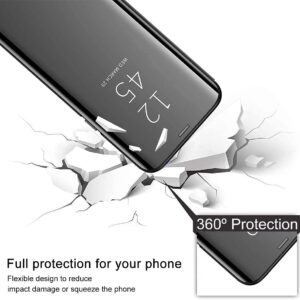 TingYR Cover per Samsung Galaxy S23 Custodia, Custodia Flip Traslucido Clear View Specchio Standing Cover, [Funzione Staffa] [Anti Graffio], Case Cover per Samsung Galaxy S23.（Nero）