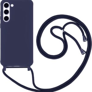 HFYiup Mevis Cover Compatible con Samsung Galaxy S23,Cover con Pratico Cordino,con Cordino TPU Corda Silicone Case Bumpe-Marina