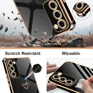 Yutwo Cover Per Samsung Galaxy S23 con Cordino e Tracolla, Custodia Antiurto TPU Corda Silicone Cuore Carino – Nero