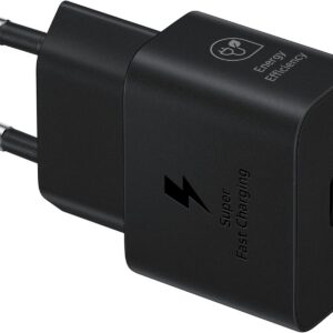 Samsung Caricabatterie USB Type-C Super Fast Charging 25W EP-T2510NBEGEU (senza Cavo), caricatore originale Samsung, porta USB-C, Nero