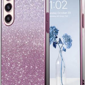 PanXCase Glitter Cover per Samsung Galaxy S23 Plus 5G – Custodia Trasparente Bling Disegni Elegante Brillantini Ultra Sottile Antiurto Ragazza Donna Cover (Rosa)