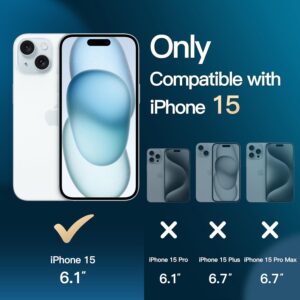 JETech 3 in 1 Cover per iPhone 15 6,1 Pollici con Pacco da 2 Vetro Temperato Pellicola Protettiva, Anti Ingiallimento Antiurto Paraurti Cellulare Custodia (Trasparente)