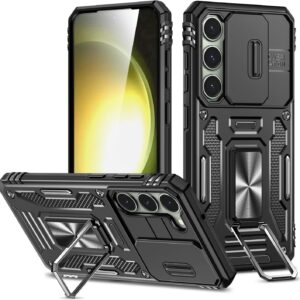 Saiboro per Cover S23 Cover con Supporto (6,1 Pollici), Cover Galaxy S23 5G con Staffa e Protezione per Fotocamera, Custodia Samsung S23 Antiurto Protettiva per Esterno – Nero