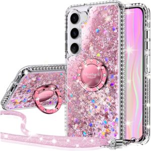 Miss Arts Cover per Samsung Galaxy S23, Cover in Silicone con Paillette Glitterate di Lusso con Supporto, Cover in Gel Liquido Cover Protettiva per Samsung S23 – Rosa