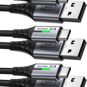INIU Cavo USB Type-C, Cavo USB A a USB C 3,1A Ricarica Rapida [3Pezzi/0,5+2+2m] Lega Intrecciato in Nylon QC 3,0 Cavo Tipo C per iPhone 16 15 Samsung S22 Xiaomi Huawei Pixel OnePlus Realme ECC.