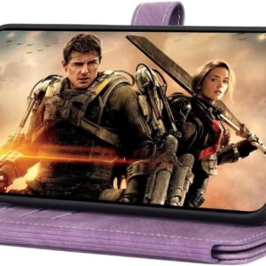 ESONG Cover per Samsung Galaxy S23 Ultra Custodia,Portafoglio a Libro in Pelle Flip Cover,Magnetica protezione Wallet Case,Antiurto in TPU con 9 Slot per Schede/Pratico Cordino/Supporto,Viola